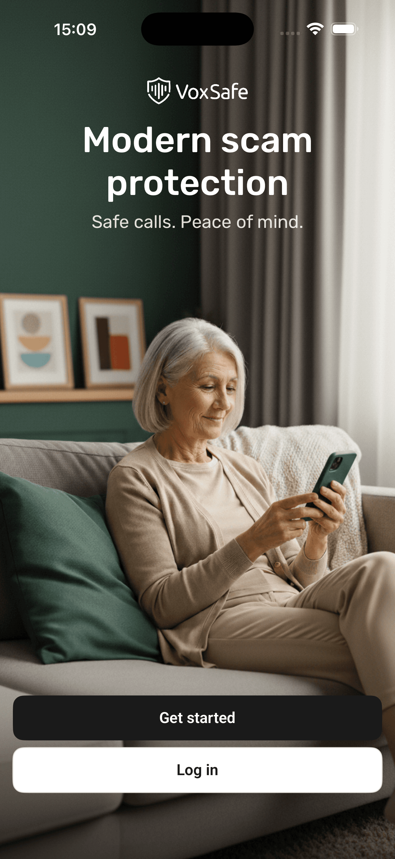 VoxSafe app showing modern scam protection